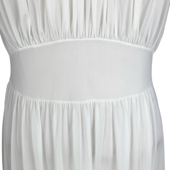 1950s True Vintage Vanity Fair White Nylon Flutter Sleeve Long Gown - Picture 6 of 14